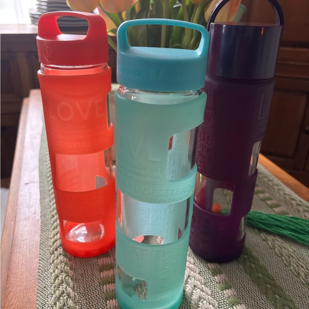 Lululemon 16oz Glass Water Bottle with Silicone Sleeve